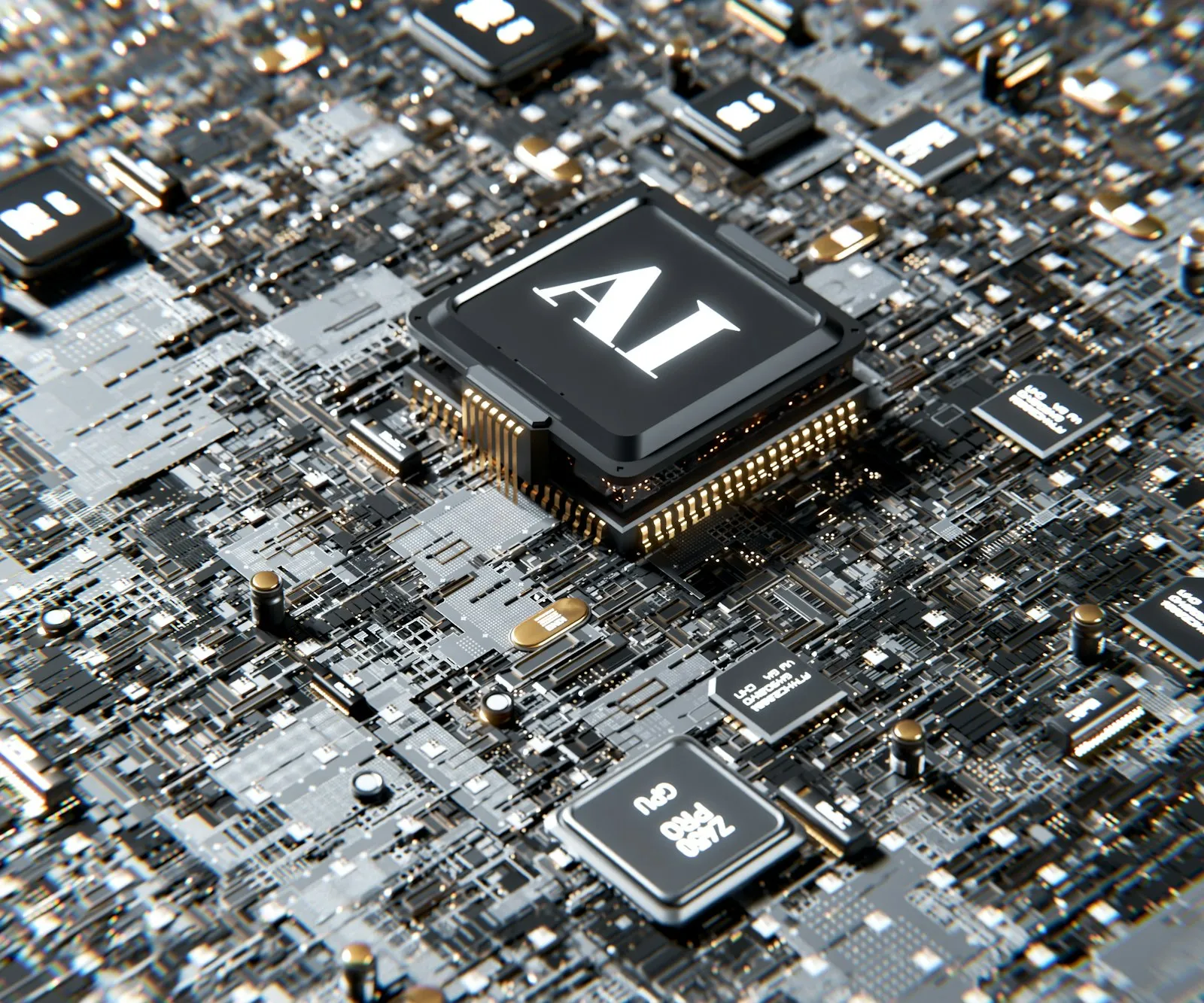 Computer chip labelled AI